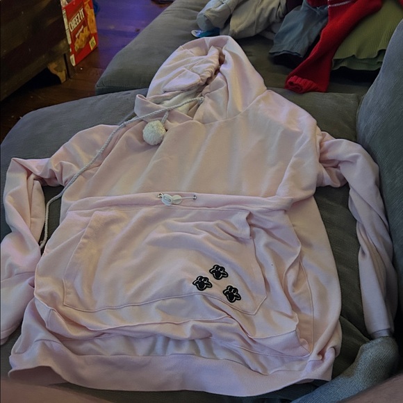 Tops - Pink Hoodie with Pom Pom Detail XL Tiny Dog Holder Pouch